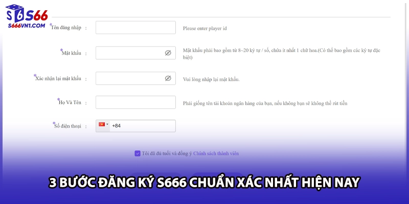3 bước đăng ký S666 chuẩn xác nhất hiện nay